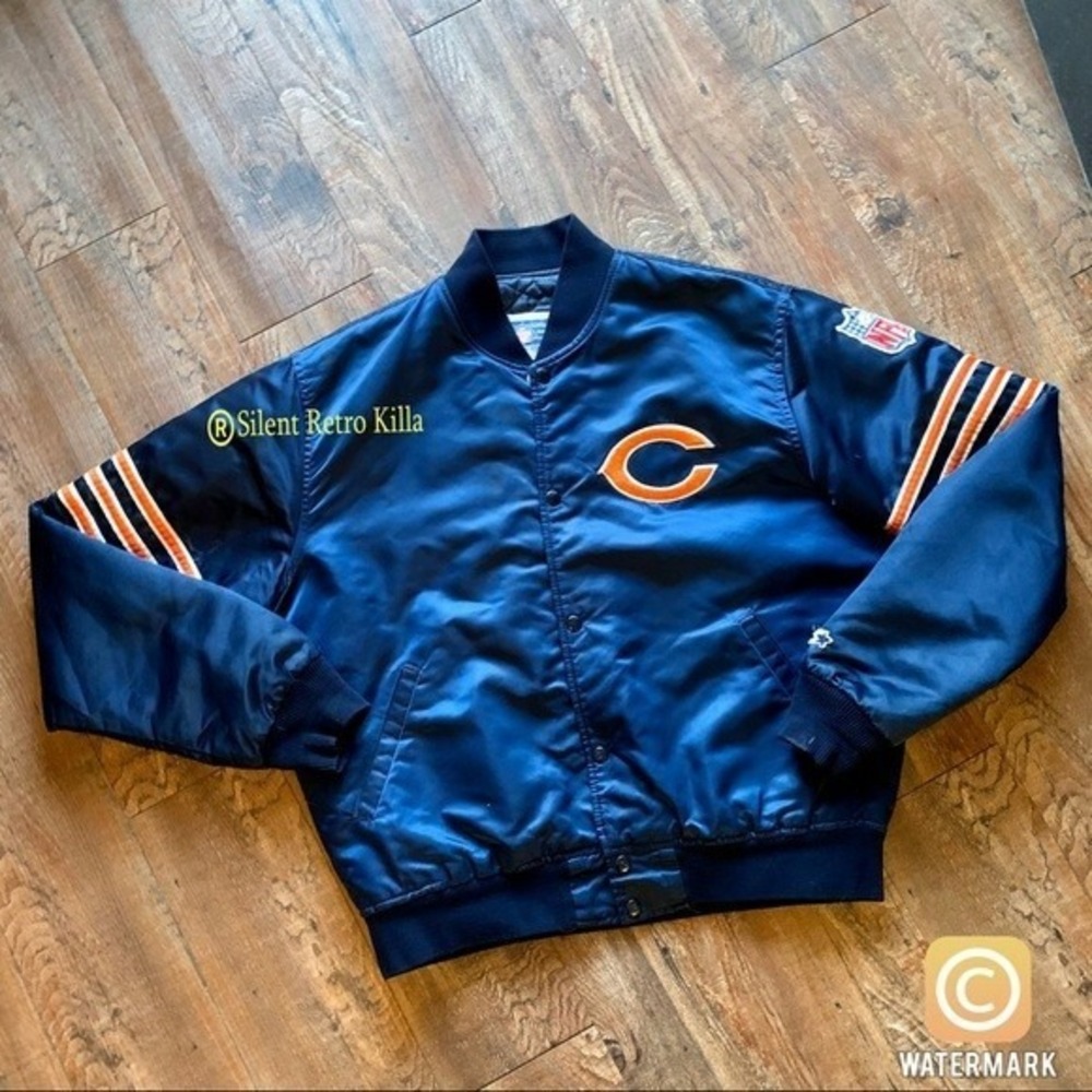 vintage nfl Chicago Bears‎ Satin 80s 90s Starter jacket coat sz Large football